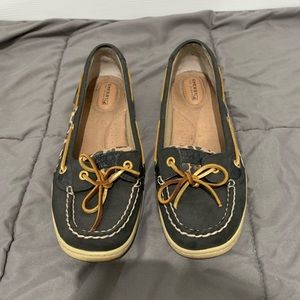 Sperry leopard & black boat shoes